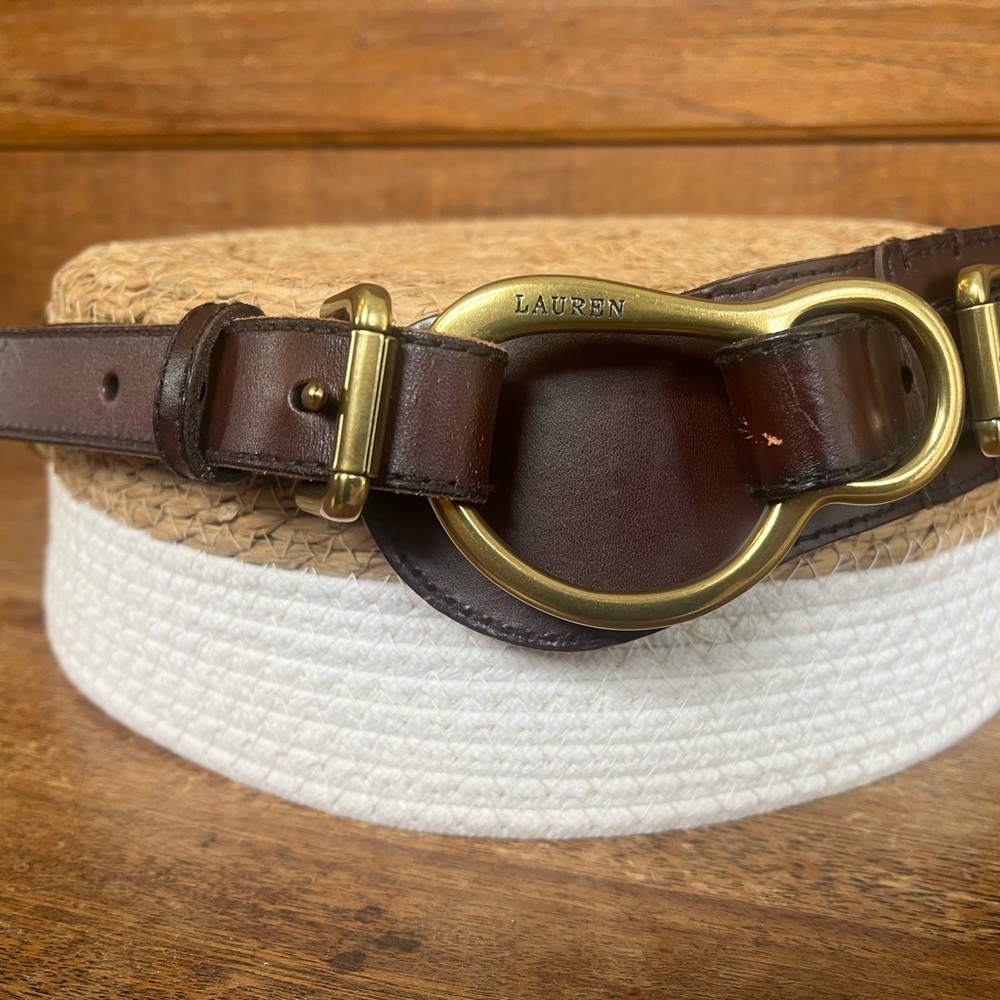 Polo by Ralph Lauren Brown Leather Belt with Gold oBuckle.